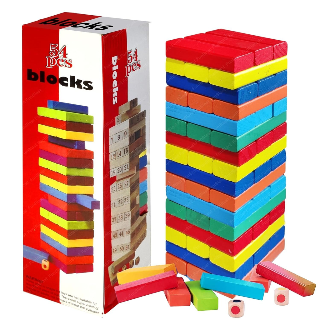 Colourful Classic Wooden Number Blocks Game (54-pcs)