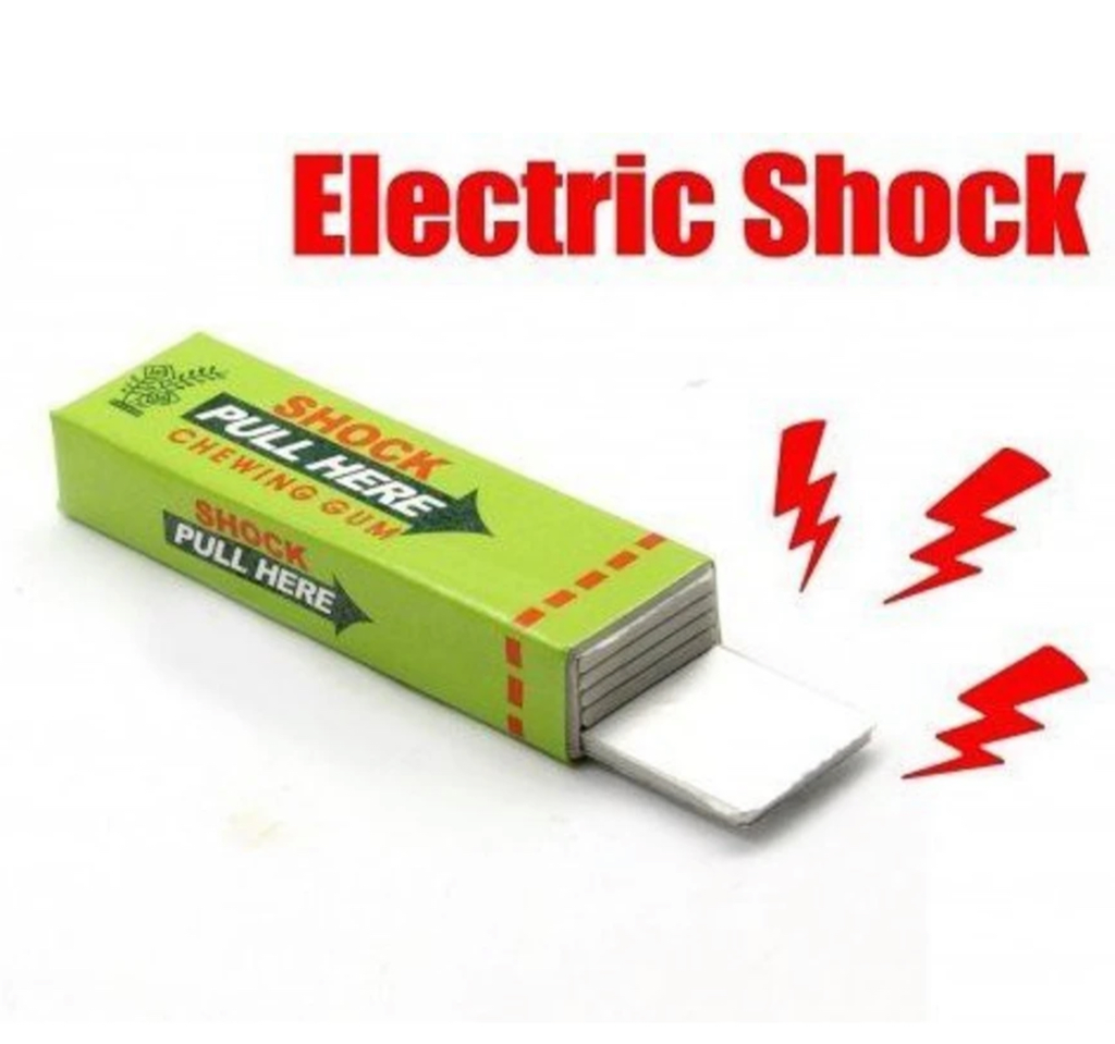 Electric current chewing gum